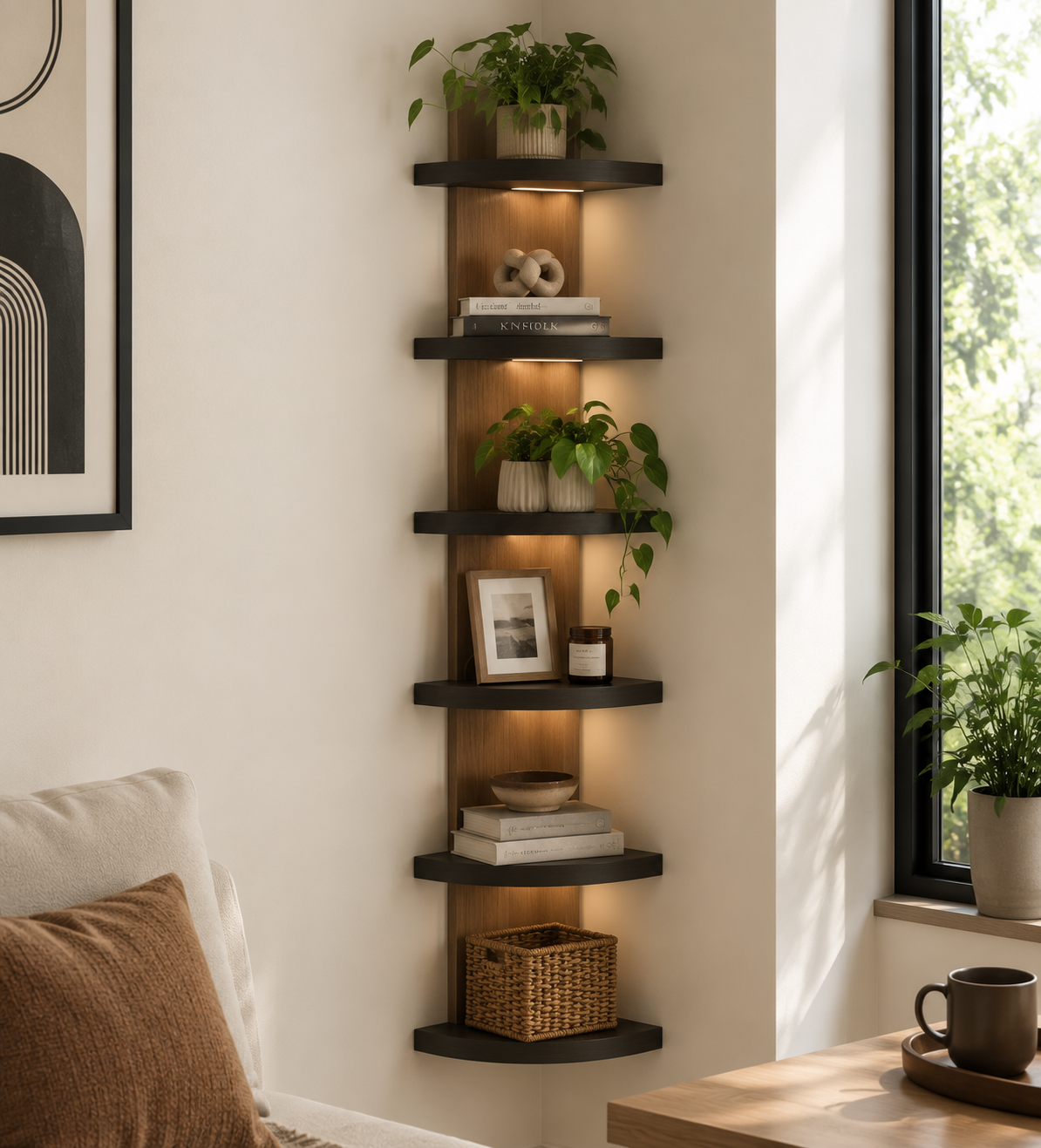 Marvelloq™ Elara Floating Corner Shelf Tower